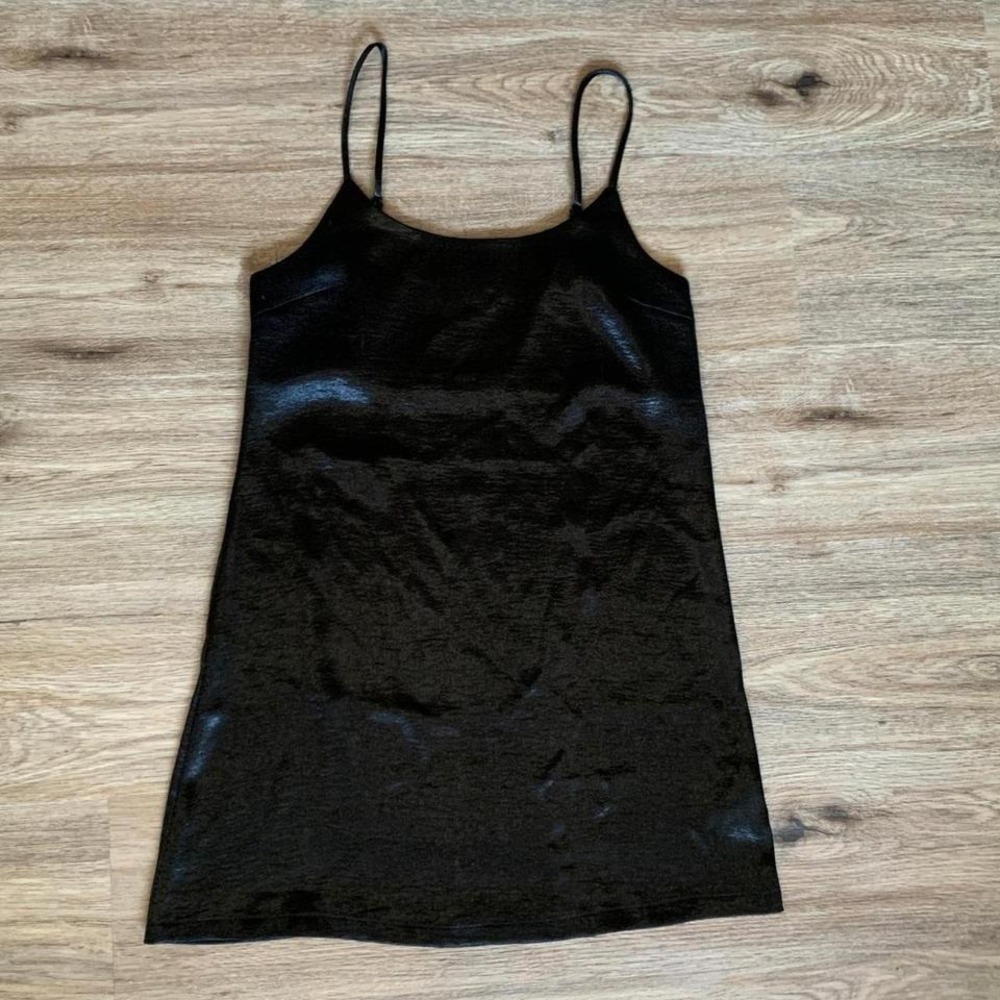 Silence + Noise Urban Outfitters Satin Spaghetti Mini Strap Dress Black -Size XS